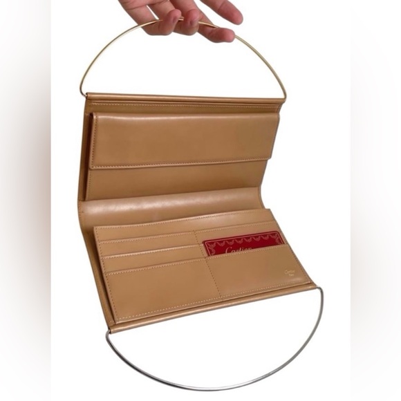 Authentic Cartier Trinity Beige Leather Double Handle Clutch Wallet - Picture 2 of 15